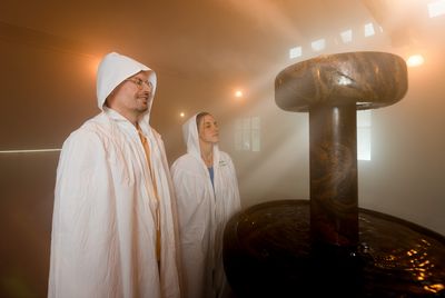 Bad Sulza, Gradierwerk, Nebel, Paar, Personen , Sommer, Transmedial, Zerstäuberhalle