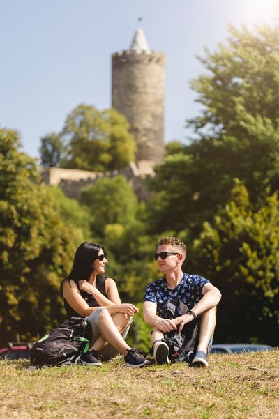 Transmedial, Sommer, Schönburg, Personen , Paar, Burg , Turm , Sonne 