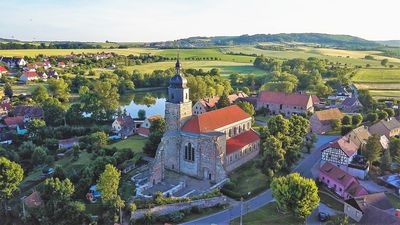 Bürgel , Roddeck , Saale-Unstrut , Saaleland , Luftaufnahme , Drohne , Ausblick , Stadt , Kirche , Thalbürgel