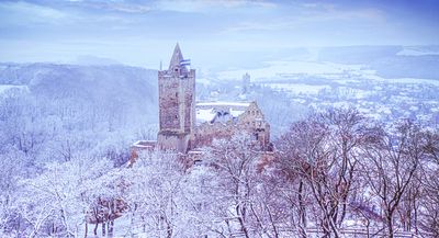 Landschaft , Matte , Winter, Schnee, Drohne, Bad Kösen, Rudelsburg