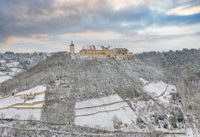 Winter, Freyburg, Matte , Schnee, Weinberge, Schloss Neuenburg, Dicker Wilhelm, Drohne, Landschaft 