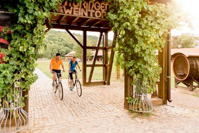 Bad Sulza, Paar, Personen , Rad, Sommer, Thüringer Weintor, Transmedial, Wein , Weintor
