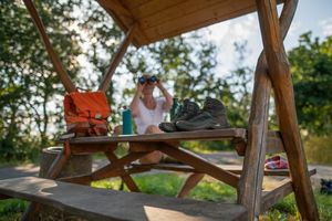 Matte, Nahaufnahme, Nebra, Person, Sommer, Sonne, Stock, Wandern